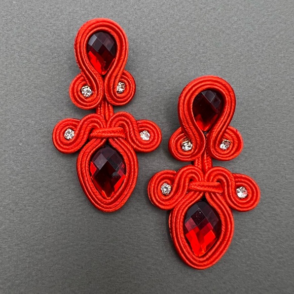 Sultry Red Evening Earrings - Elegant Stylish Earrings - Stylish Earrings - Picture 7 of 9